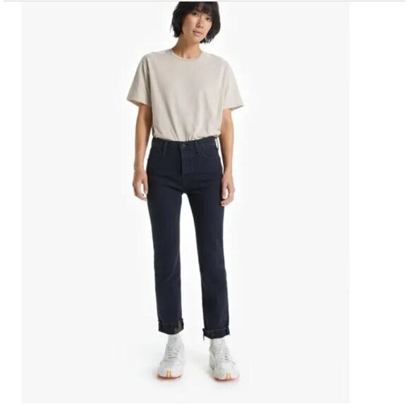 Mother Superior Sz 25 The Scrapper Cuff Ankle Fray Blackwashed Jeans - Picture 2 of 12